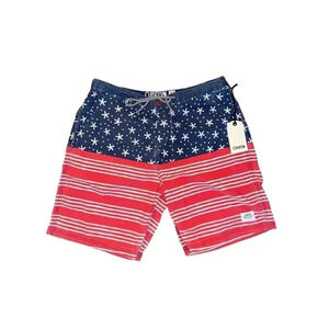 Men's Katin Swim Trunks, Size 30, Navy/Red American beach boat new surf